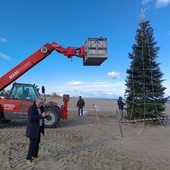 Ultimi preparativi per i due alberi natalizi, in spiaggia e in piazza Generale Dalla Chiesa